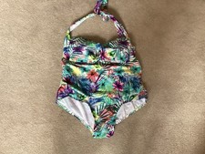 Catalina One Piece Swimsuit Bathing Suit 1X 16W Floral Colorful Halter Ruched
