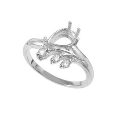 925 Sterling Silver Ring Stone Setting Size 6X8 MM Pear Shape Semi Mount Ring