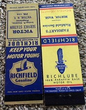 2 different Richfield Oil Gas Petroleum Advertising Matchbooks matchcovers