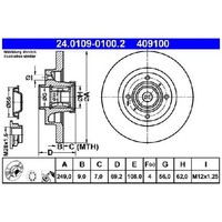 2X Bremsscheibe Hinten FüR Peugeot 2008 CU 1.2 1.4 1.5 1.6 13 Bis 26 ATE 9HK 9HD