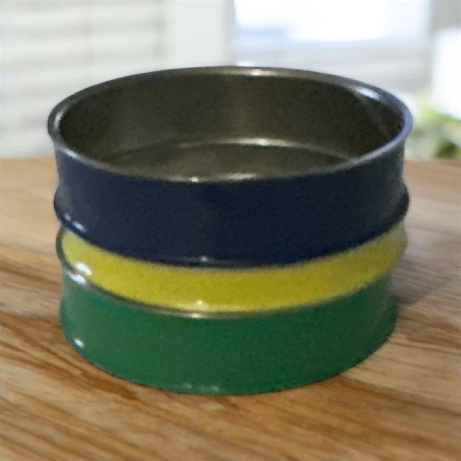 VIntage Enamel Stackable SilverTone Bangle Bracel… - image 3