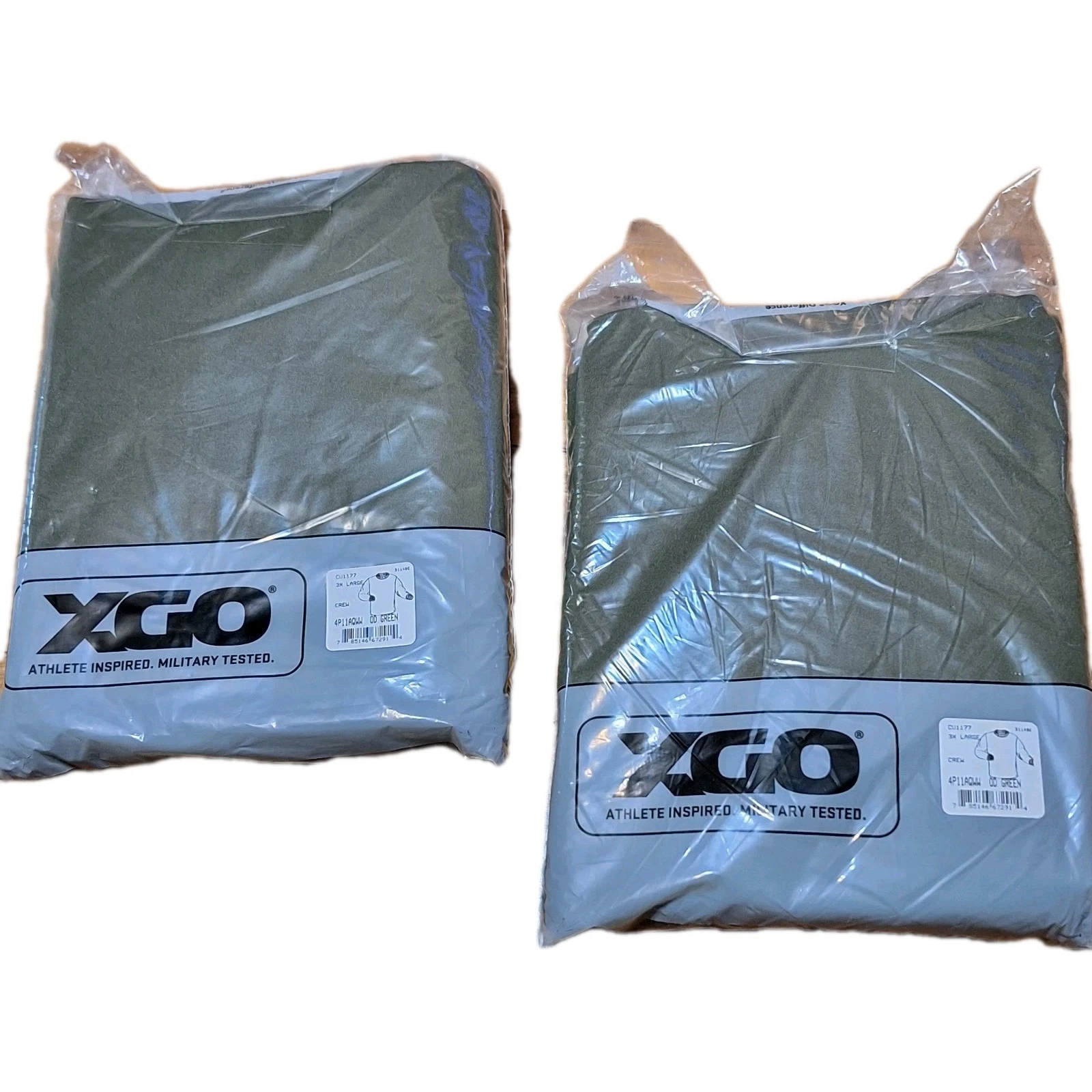 New XGO Mens 3X Base Layer Shirts X2 OD Green Hunting Outdoor Hiking Work USA
