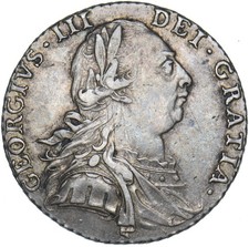 1787 Shilling (No Stop Over Head) - George III British Silver Coin - Nice