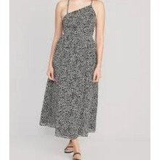 Old Navy Womens Fit & Flare One-Shoulder Maxi Dress Large Black Feminine Flowy