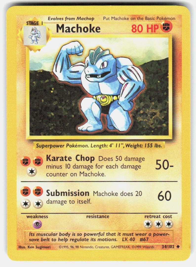 Pokemon Machoke Base Set #034/102 MP
