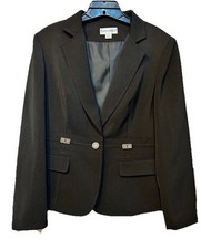 John Meyer Of Norwich Blazer Black Women Sz 8 Embellished Waist Detail Pockets