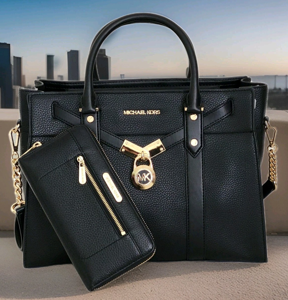 🌞MICHAEL KORS HAMILTON NOUVEAU BLACK LARGE SATCHEL BAG &/OR LEATHER WALLET🌺NWT image 3