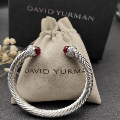 David Yurman 925 Sterling Silver Cable Cuff Bracelet, Silver No Stone