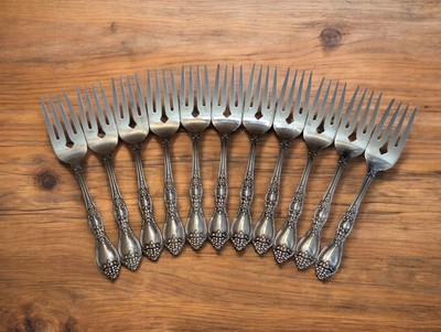 WM A Rogers Oneida Huntington Set of 11 Salad Dessert Forks Stainless Flatware
