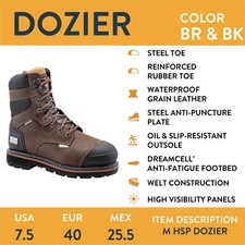 Herman Survivors Dozier 8" Steel Toe Work Boots ASTM Waterproof. New in Box