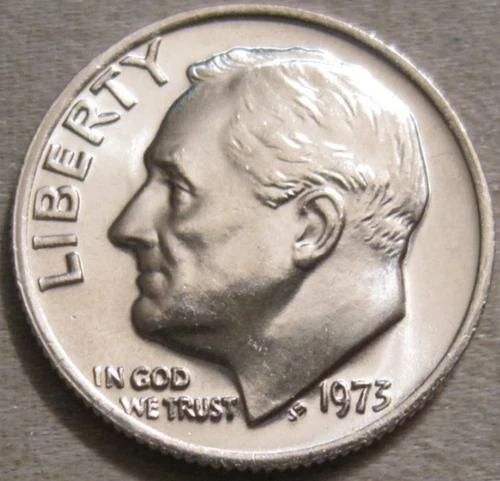 SELLING AS SHOWN - 1973 P UNCIRCULATED ROOSEVELT DIME ~ NICKEL CLAD COPPER ~ 612