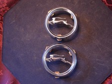 Vintage 1967 Chevy Impala Rear Quarter Panel Deer Chrome Circle Emblems Pair