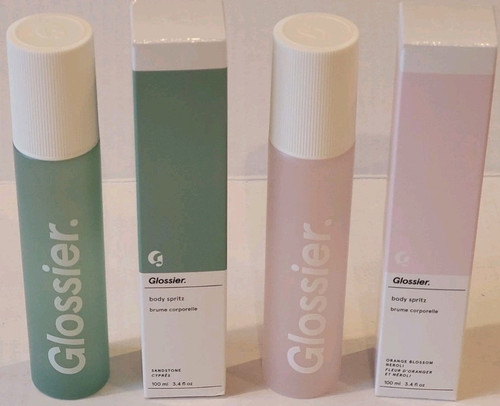 Glossier Body Spritz Mist Orange Blossom Neroli & Sandstone 2 Pc Set 3.4 oz each