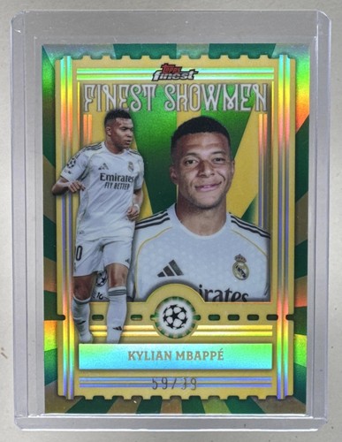 Kylian Mbappe 2025 Topps Finest UEFA #FS-10 Green Refractor Showmen /99