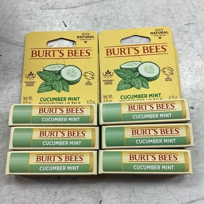 Box of 6 Burt s Bees Cucumber Mint 0.15 Oz Lip Balm