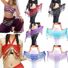 US Belly Dance Hip Skirt Scarf Wrap Belt Hipscarf with Silver Coins Free Ship