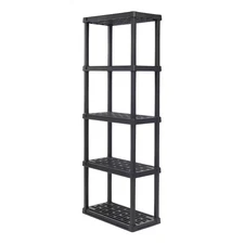 5-Tier Medium Plastic Garage Storage Shelving Unit, Black (12 W X 64 H X 24 D)