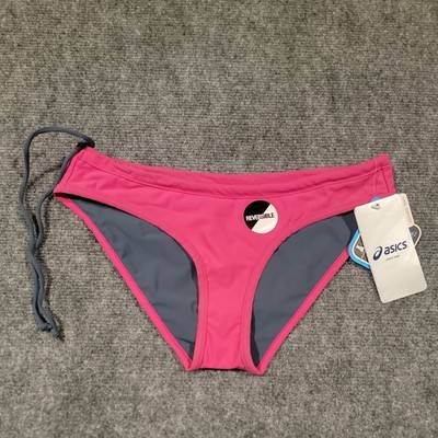 Asics Pink Gray Reversible Swim Bottom Drawstring US Medium 