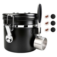 Kaffeedose Edelstahl Luftdicht Bohnen Tee Zucker Mehl BehäLter 1200Ml Schwarz