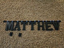 wall letters hanging rod name baby child room Matthew brown navy can paint