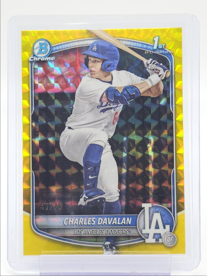 CHARLES DAVALAN 2025 BOWMAN CHROME DRAFT 1ST YELLOW GEOMETRIC /75 Q4920