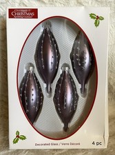 Nuevo En Caja Vintage Brillante Creaciones Vidrio Lágrima Adornos Set De 4 Nuevo En Caja