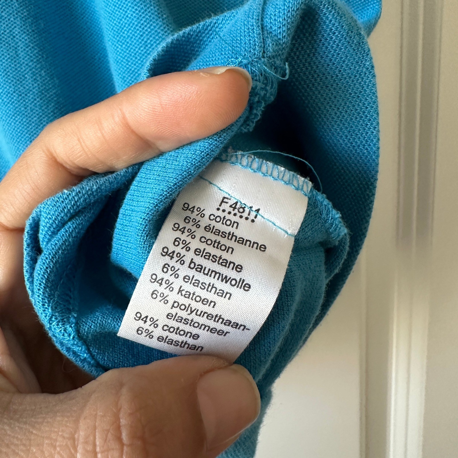 Lacoste Womens Turquoise Blue Stretch Pique Short Sleeve Polo Shirt Size 46 / XS thumbnail 5