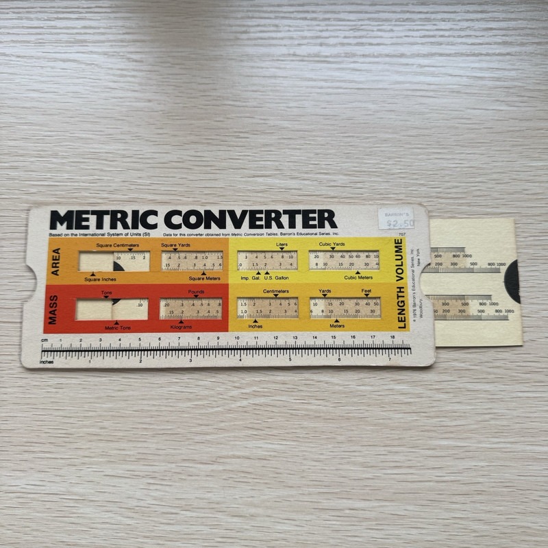 Vintage 1979 Metric Converter Slide Rule Chart Learning Research Inc. Woodbury