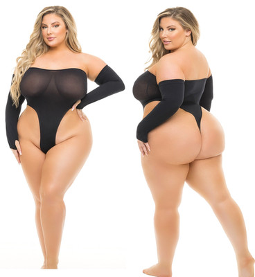 Body Premium & Handschuhe sexy lingerie Dessous Schwarz Plus Size Übergröße 2XL