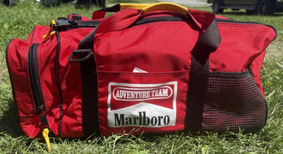 Marlboro Adventure Team Red/Black Large 25L Nylon Duffle Bag Mesh Pocket Zip