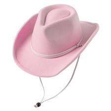 Kids Girls Boys Wide Brim Western Cowboy Cowgirl Hat with Wind Lanyard Felt F...
