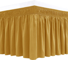 Wrap Around Bed Skirts for Queen Beds15 Drop, Christmas Gold Adjustable Elastic