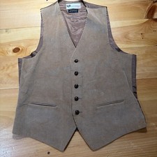 VTG 70's Levis Panatela Corduroy Western Vest Brown Leather Buttons S/M 39