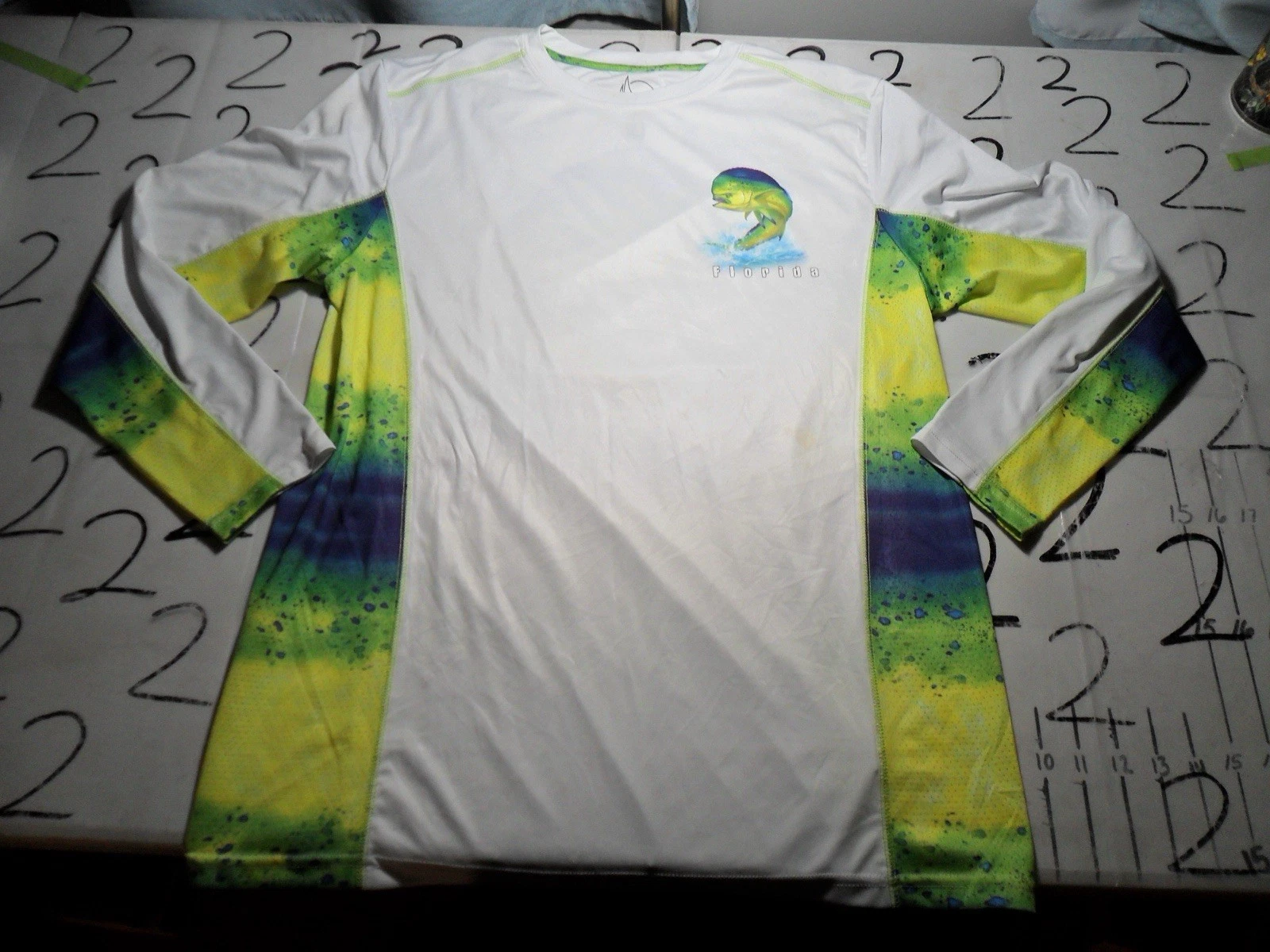 Medium Florida Fishing Mahi Mahi Swim UV Protection Long Sleeve Shirt
