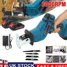 21V Electric Reciprocating Saw Cordless Hand Saw Wood Metal Cutter +2 Batteries