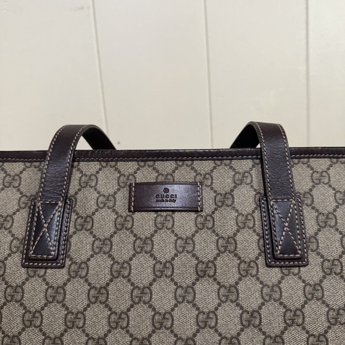 Authentic Vintage Gucci GG Canvas Tote 16” Large Classic Logo Bag