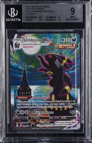 2021 POKEMON SWSH EVOLVING SKIES SECRET RARE ALT ART #215 UMBREON VMAX BGS 9