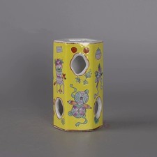 Olla de pincel de porcelana rosa familiar pintura hecha a mano arte coleccionable fino
