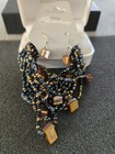 Multi Strand Beaded Bracelet and Earring Set - Abalone Mother of Pearl NEW — photo 1