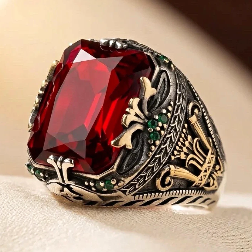 Signet Red Stone Rings for Men for sale | eBay