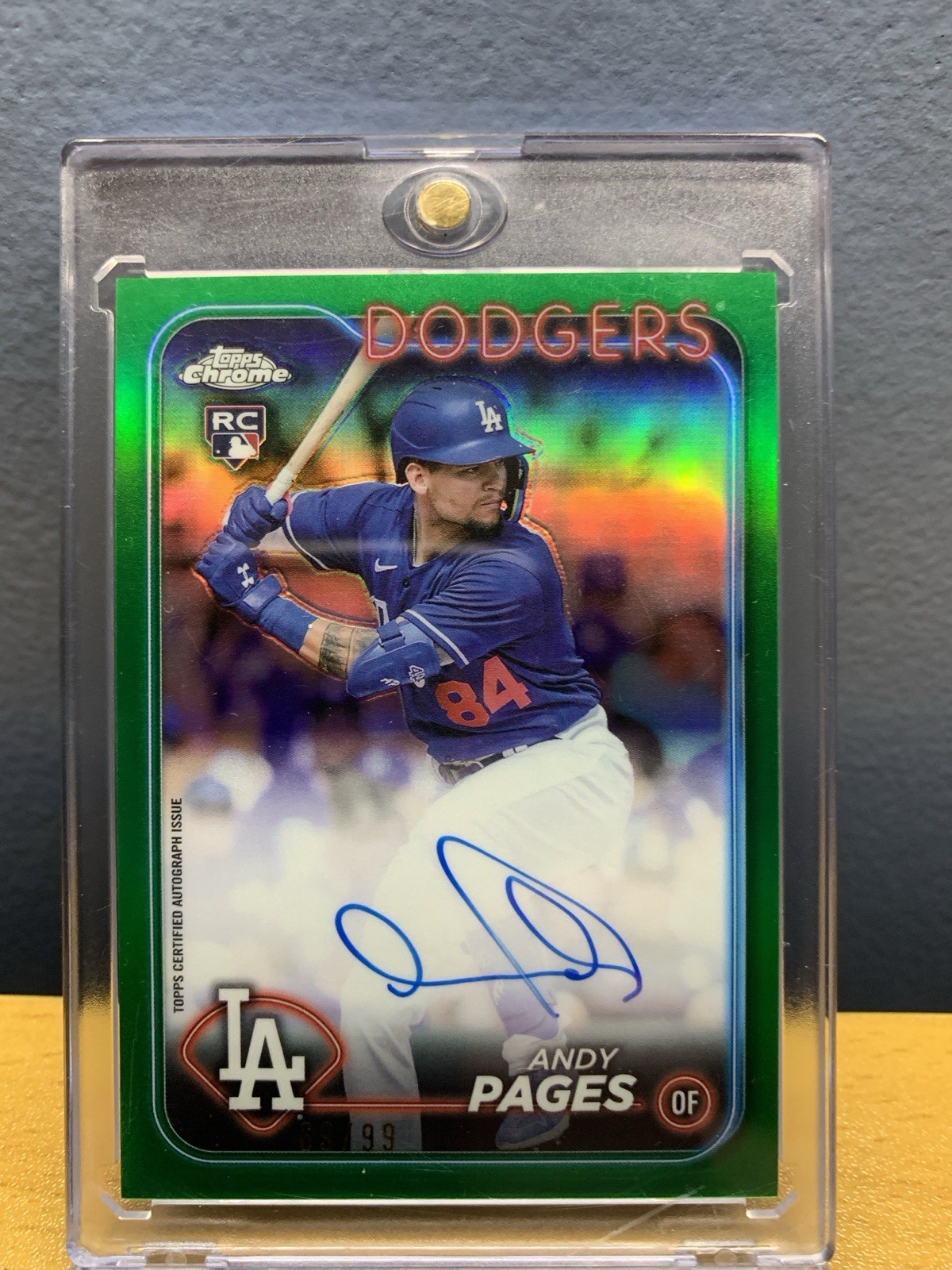 2024 Topps Chrome Update Autographs Andy Pages RA-AP Green Refractor /99 (RC)