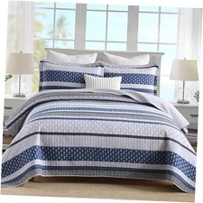 Quilt Bedding Set Queen Size - 100 Cotton Queen 90"x98" 01-1 Blue/Gray