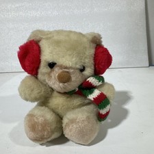 Russ Caress Soft Pets Tuff Teddy Bear Plush 6  Earmuffs Scarf Stuffed Animal