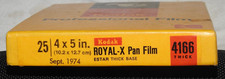STILL SEALED BOX 25 Kodak 4 X 5 ROYAL-X Pan Film 4166 EXPIRED September 1974