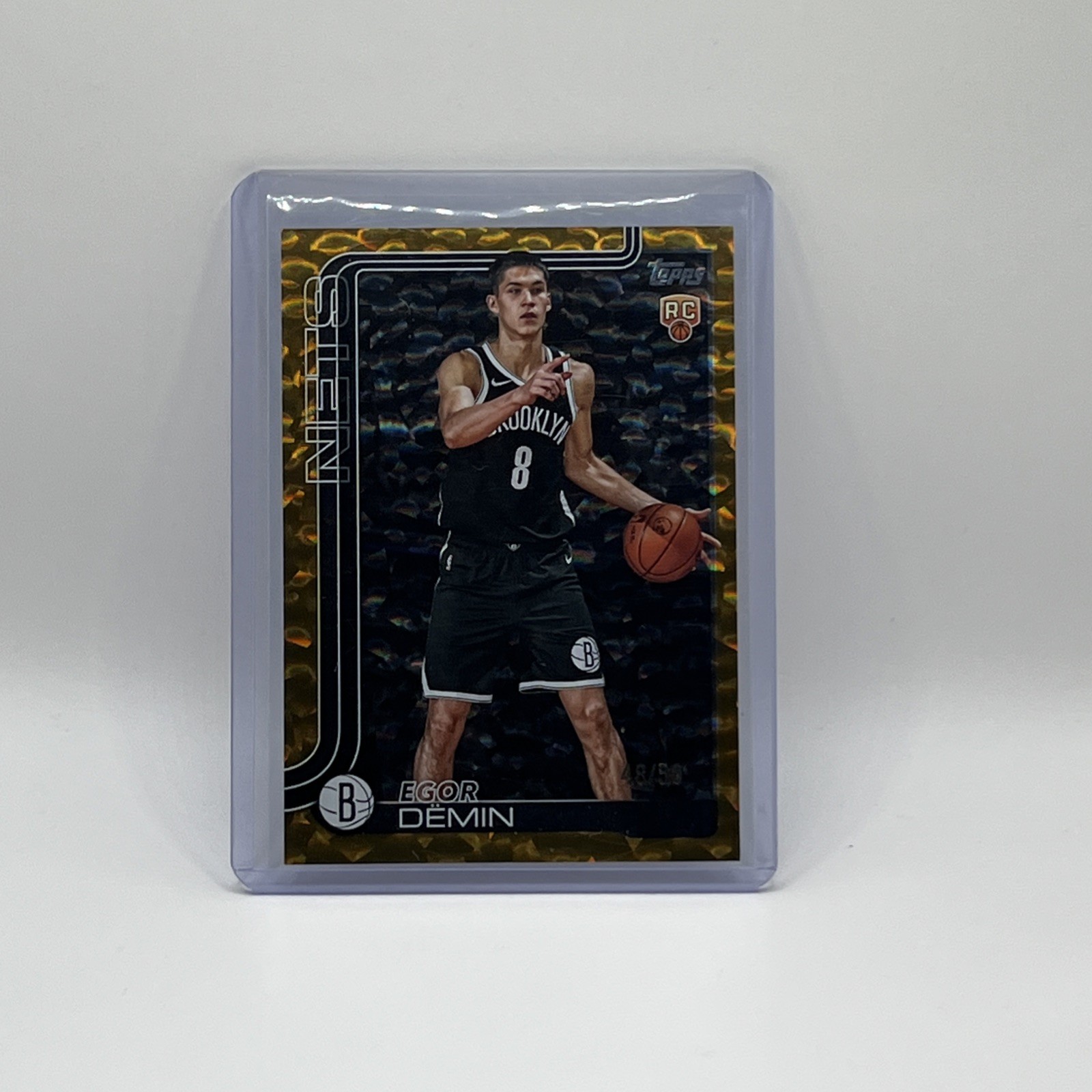 2025-26 Topps NBA Egor Demin GOLD HOOP Holo Foil 48/50 Rookie RC NETS #208 RARE