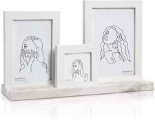 Collage Picture Frames Set of 3 with White Marble Pattern Base Tabletop Display