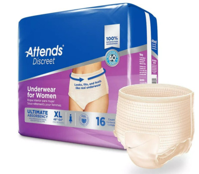 Attends Discreet Disposable Underwear for Women, Size XL,  16 Count - New&Sealed