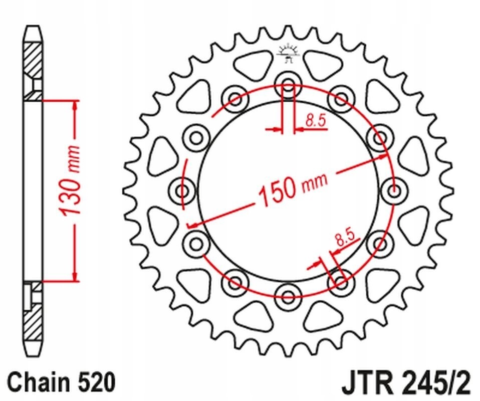 Couronne JT 270 51 dents haute résistance pour chaîne 520 de Yamaha WRF