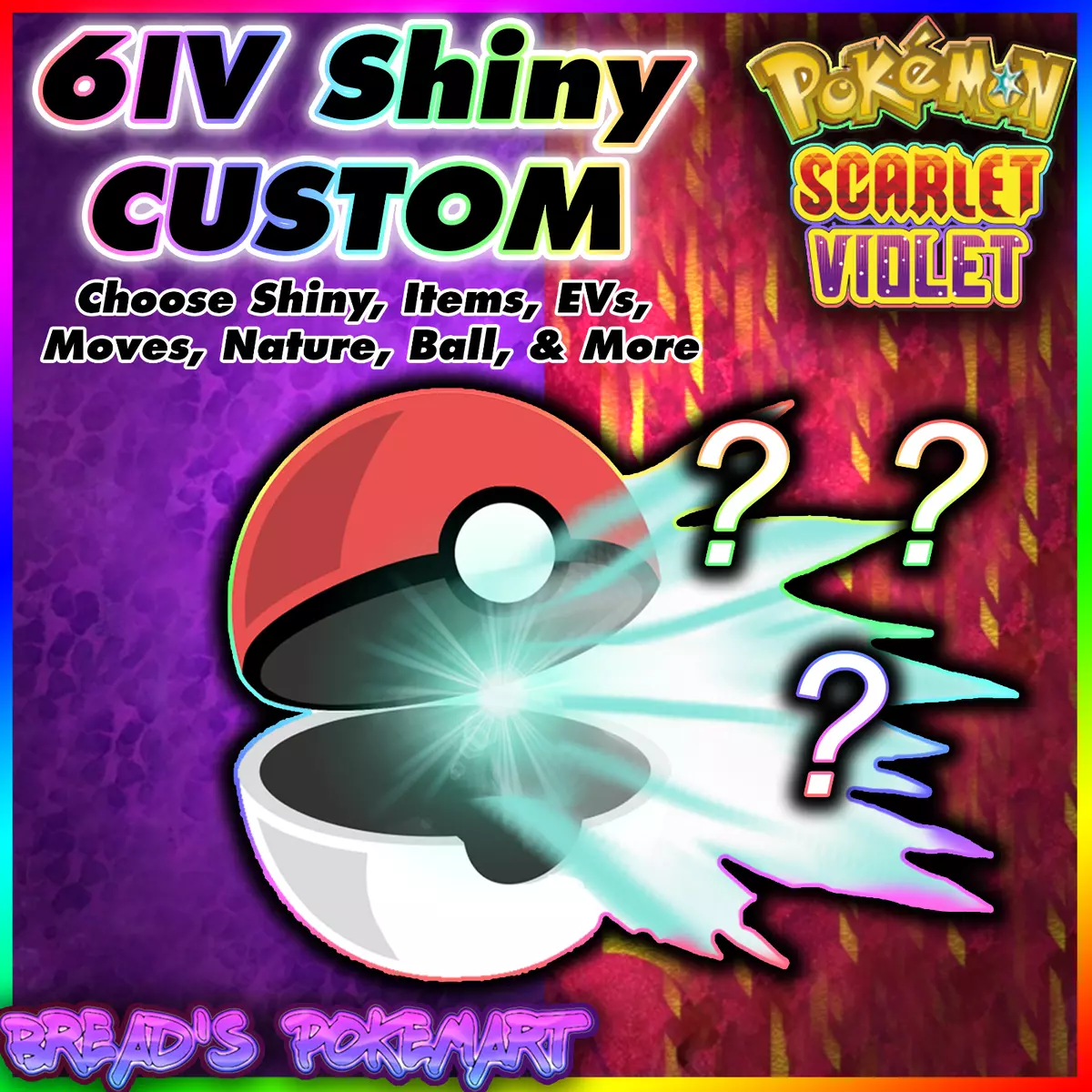 ✨Shiny 6IV Custom Pokemon✨ Scarlet & Violet / Choose Pokemon, EVs, Nature,  +More