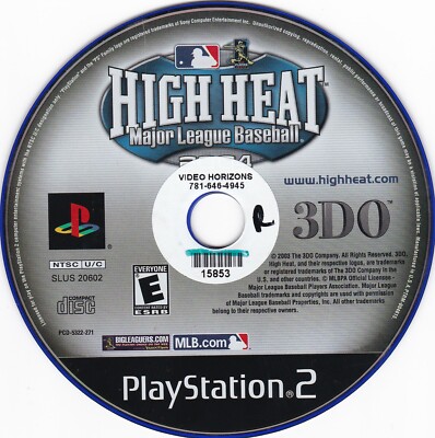 High Heat Major League Baseball 2004 (Sony PlayStation 2, 2003) **DISC ONLY**